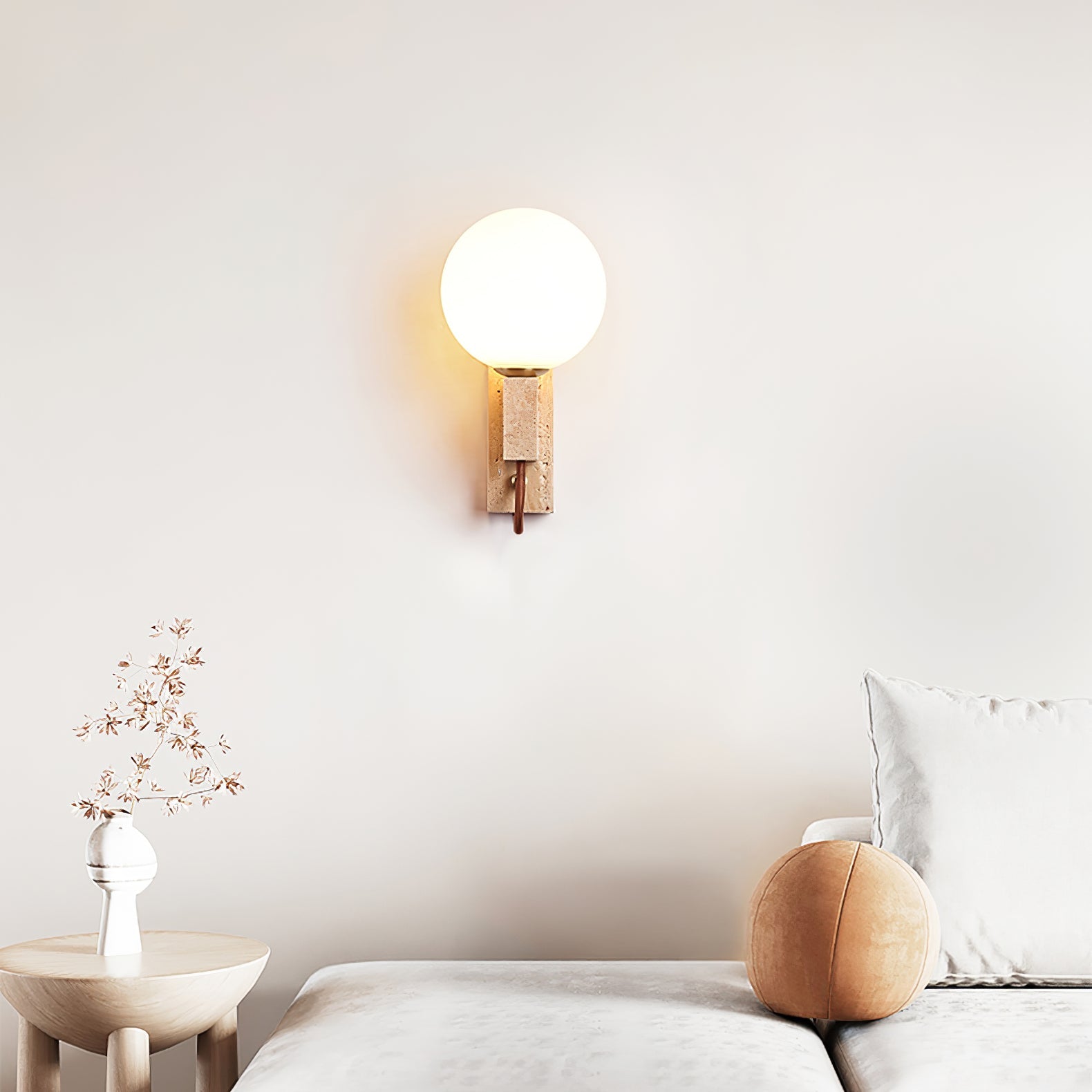 Applique murale moderne Yeoman en Travertin jaune et blanc
