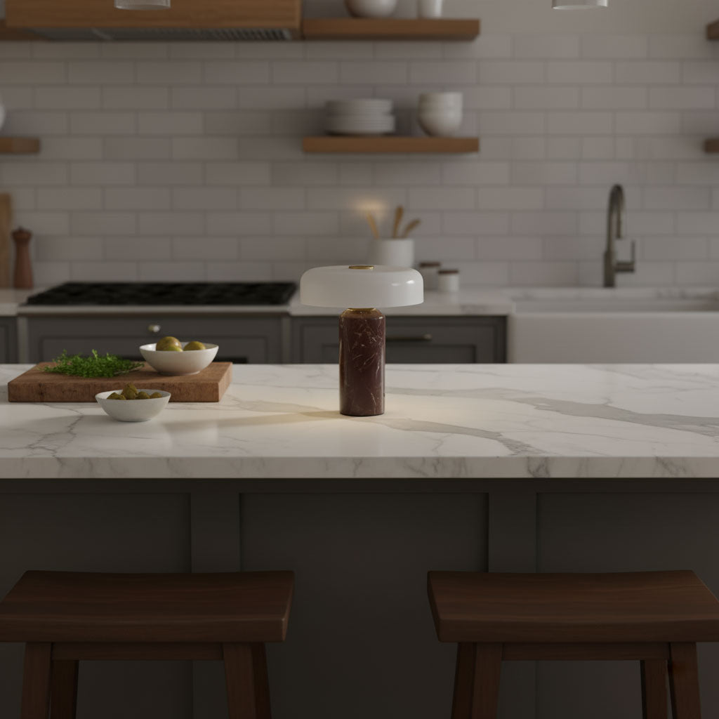 Lampe à poser moderne Fridrek en Marbre Foncé rouge