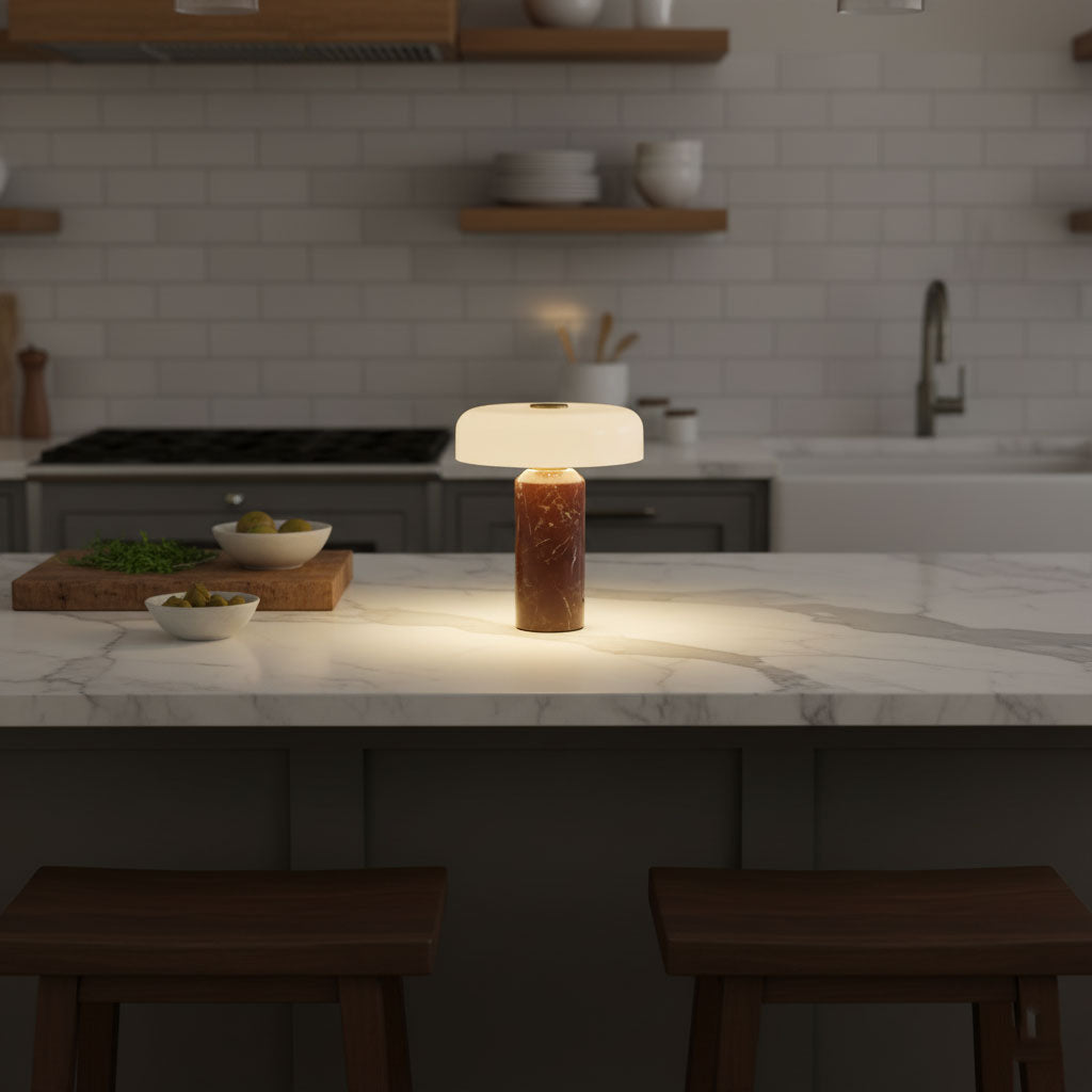 Lampe à poser moderne Fridrek en Marbre Foncé rouge