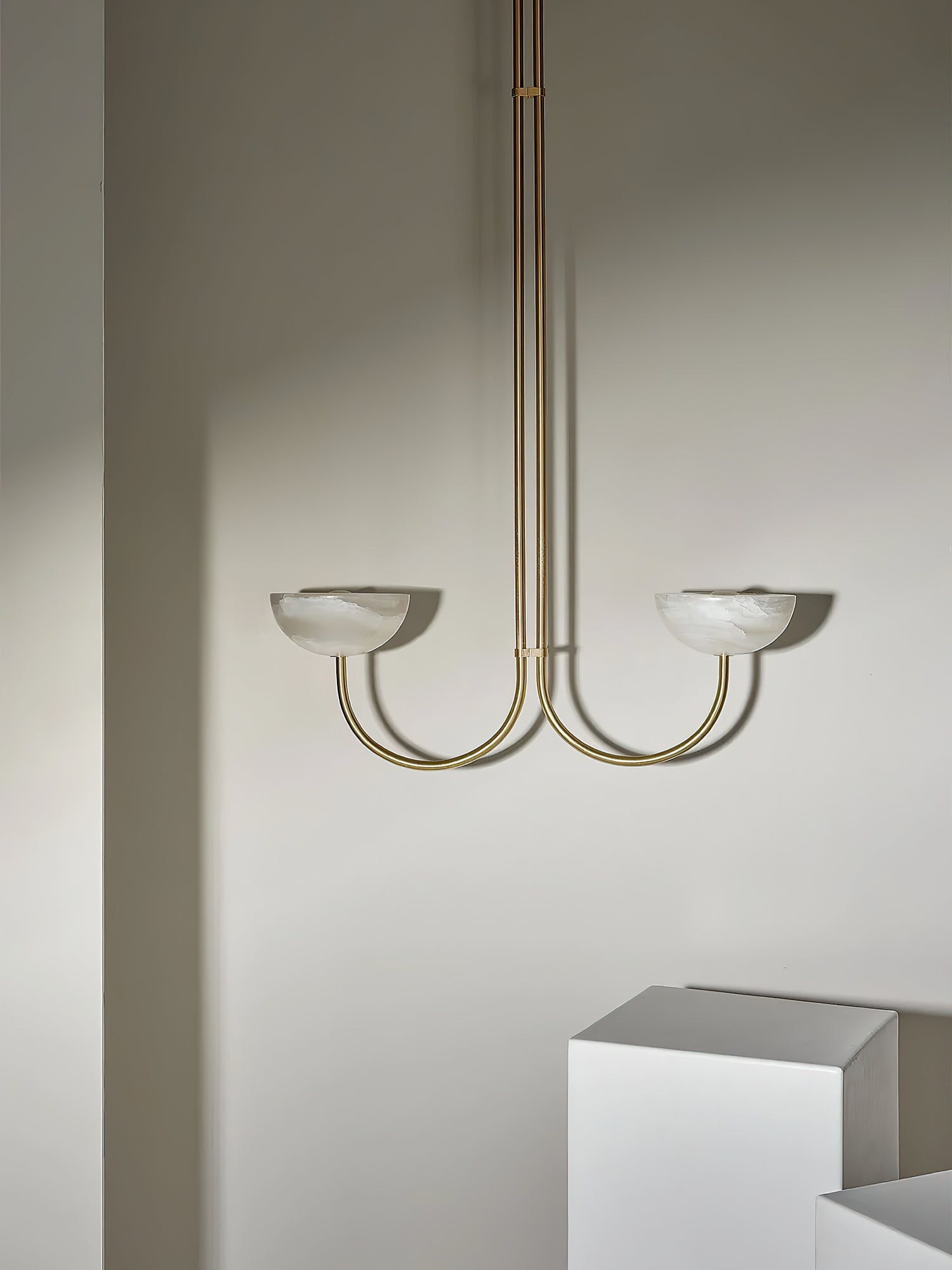 Suspension moderne Warwick en Jade Blanc et blanc albâtre