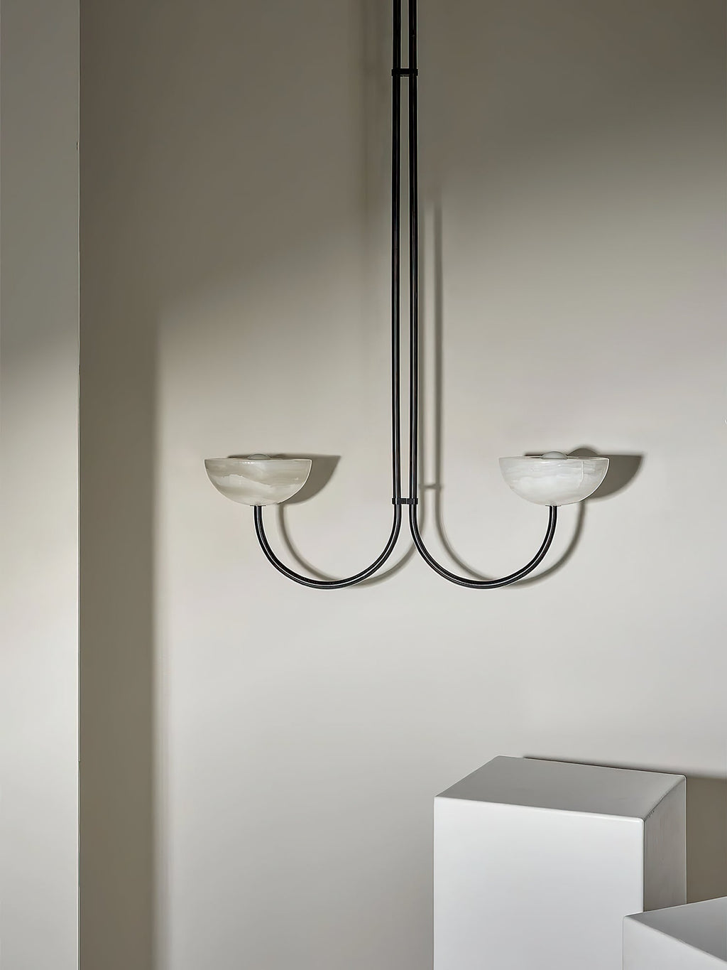 Suspension moderne Warwick en Jade Chrome et blanc albâtre