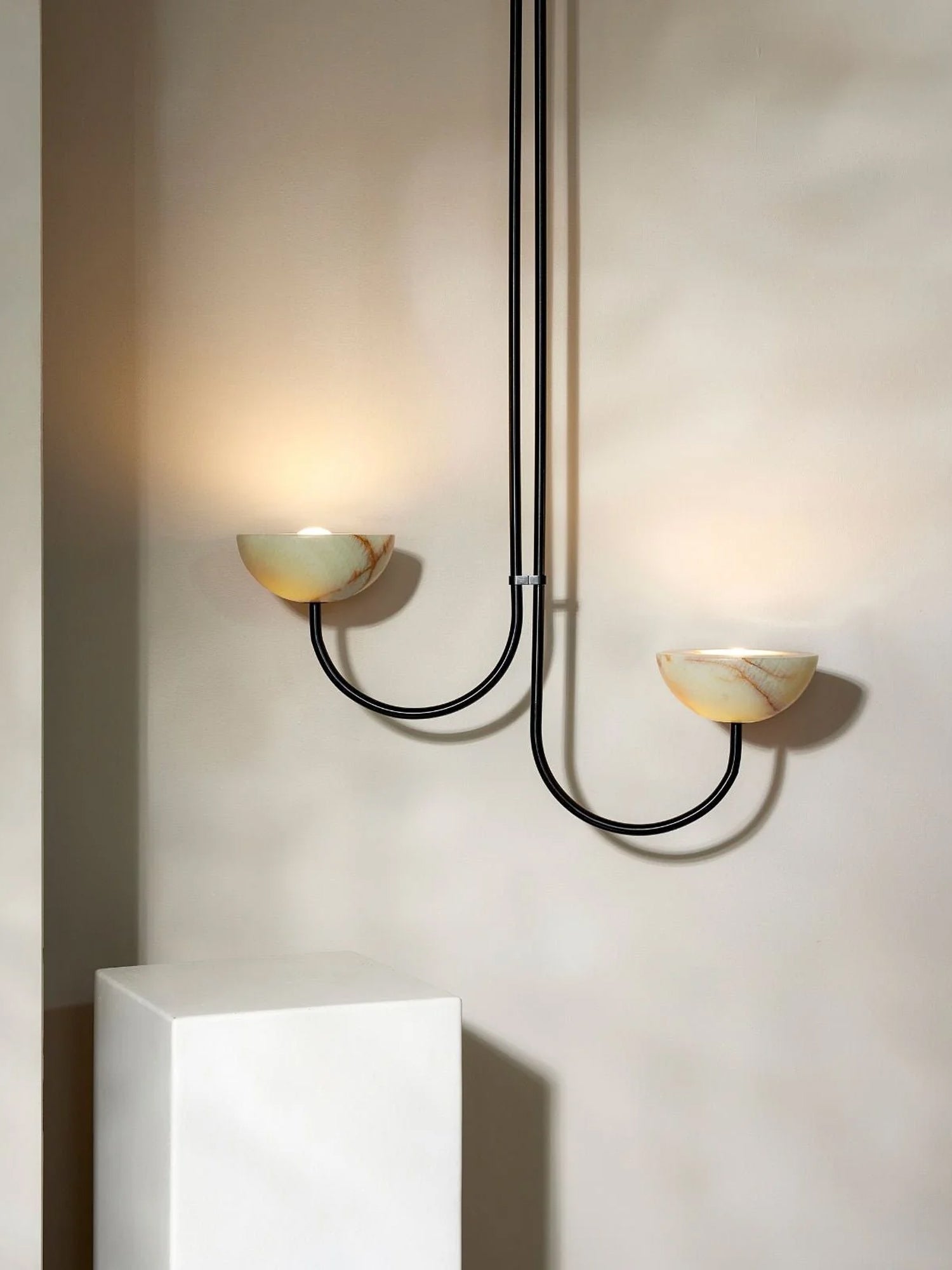 Suspension moderne Warwick en Albâtre Chrome et vert Jade