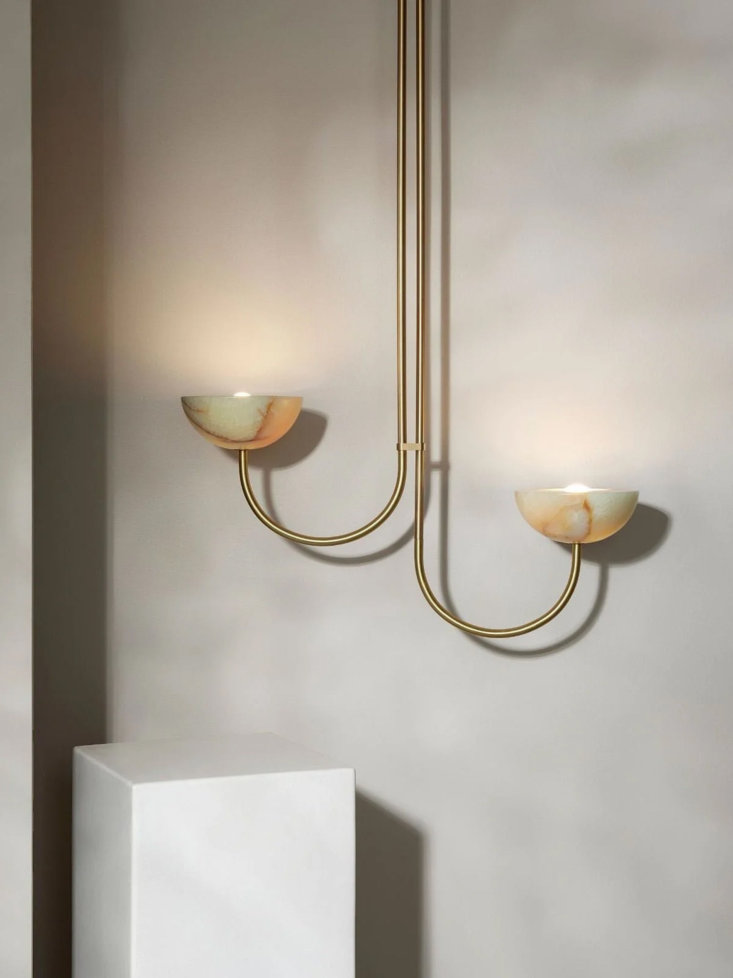 Suspension moderne Warwick en Albâtre Blanc et vert Jade