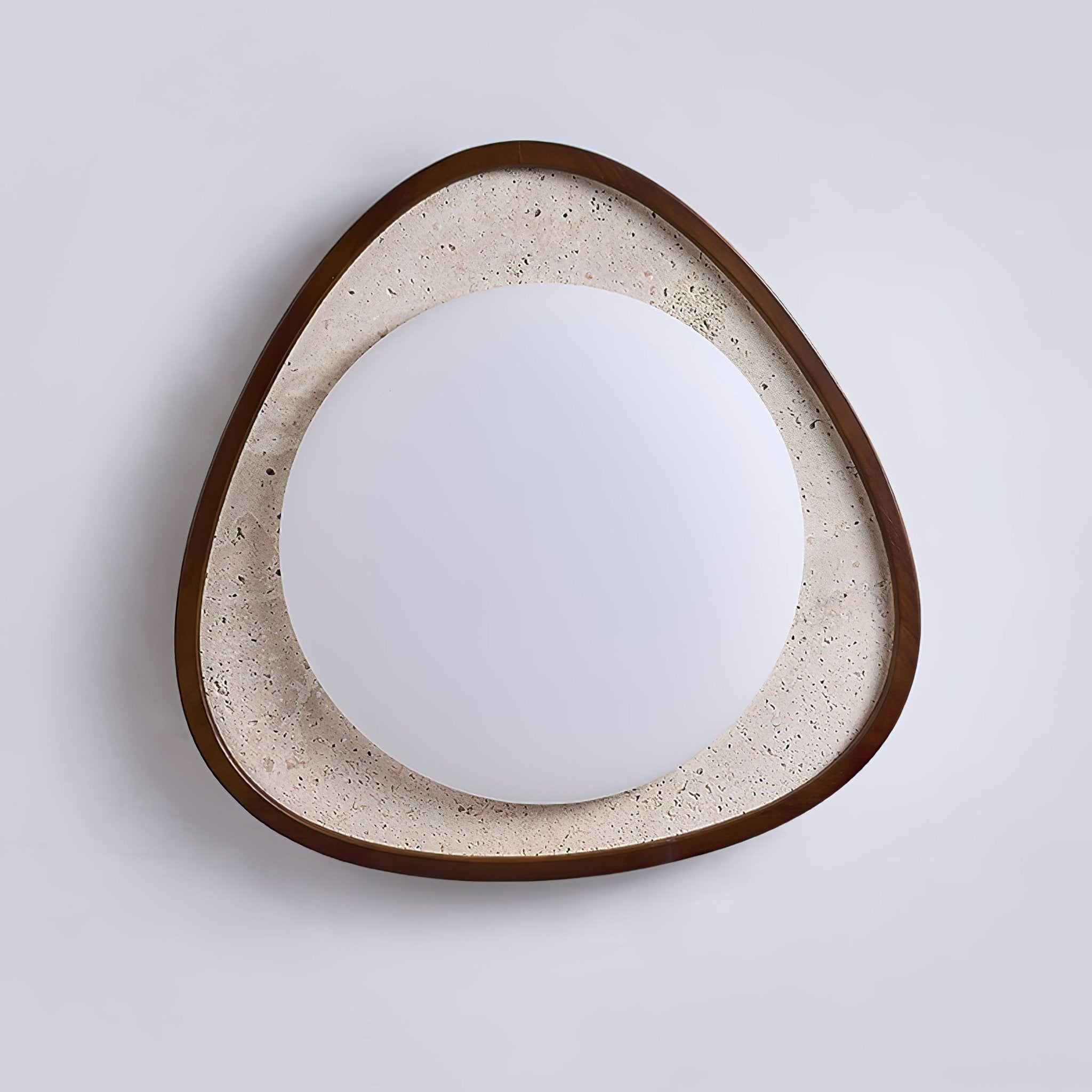 Plafonnier moderne Jep en pierre Travertin jaune et noyer bois