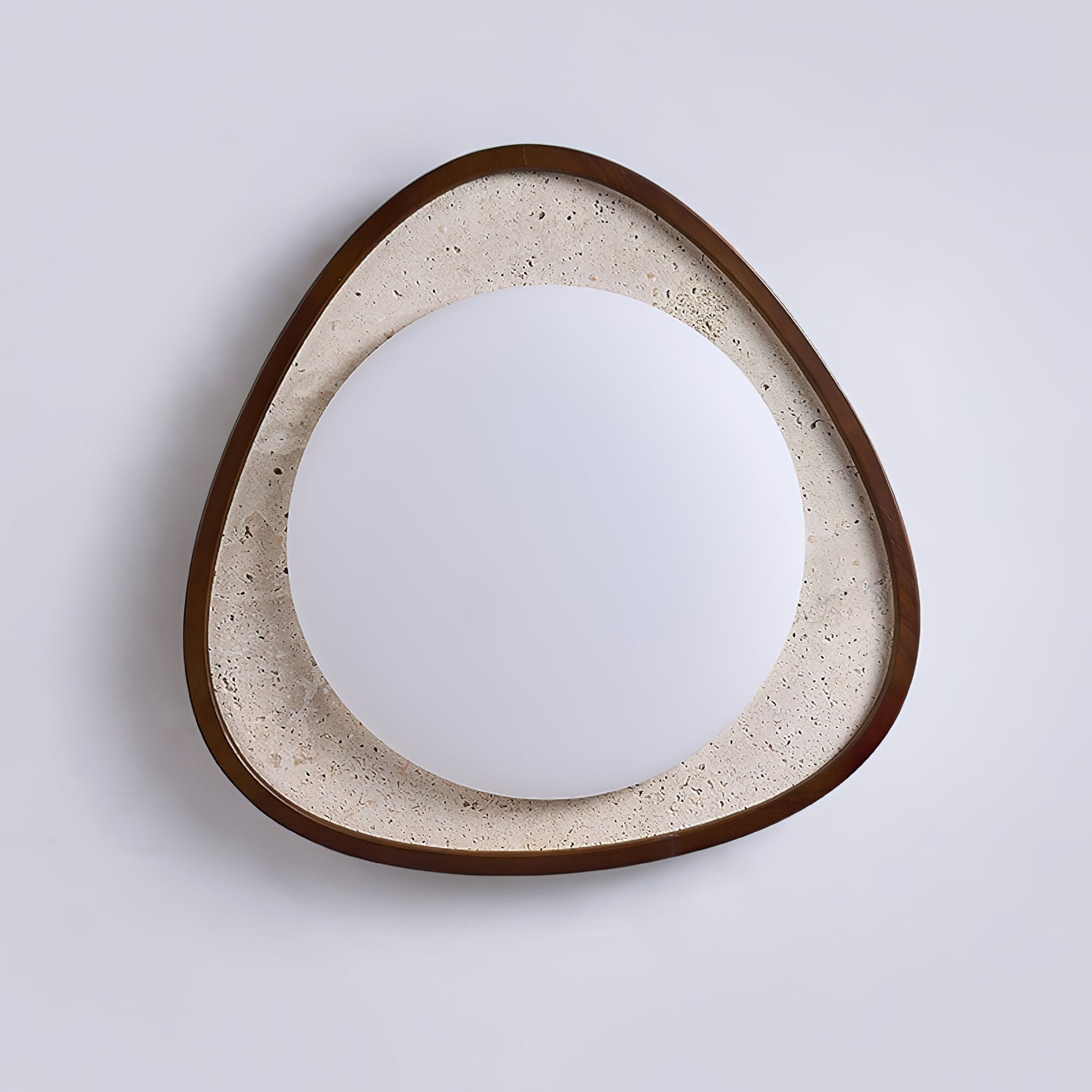 Plafonnier moderne Jep en pierre Travertin jaune et noyer bois