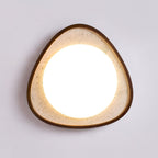 Plafonnier moderne Jep en pierre Travertin jaune et noyer bois