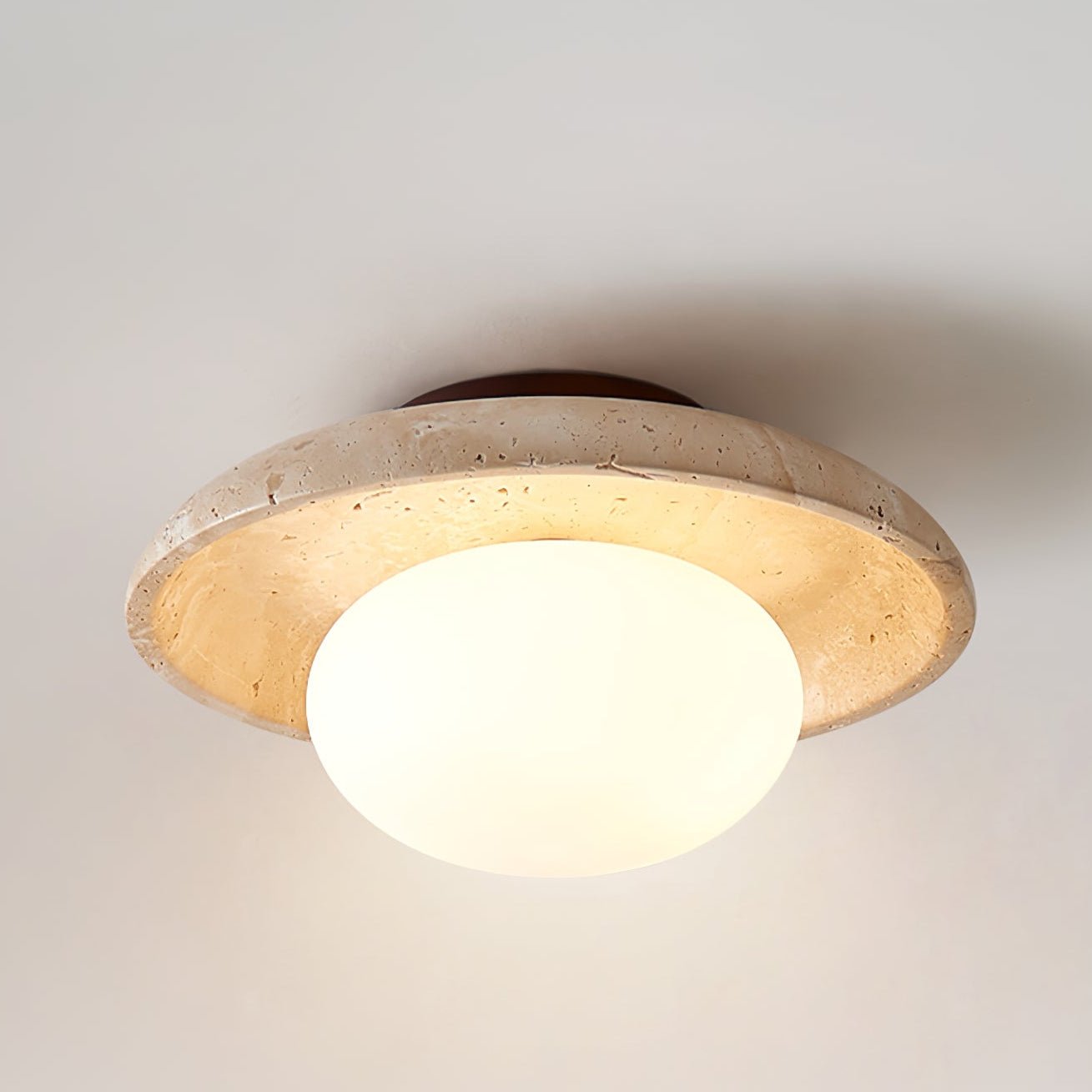 Plafonnier moderne Frits en Travertin jaune et blanc