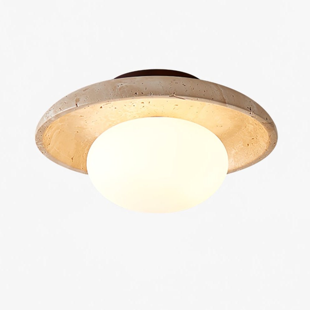 Plafonnier moderne Frits en Travertin jaune et blanc
