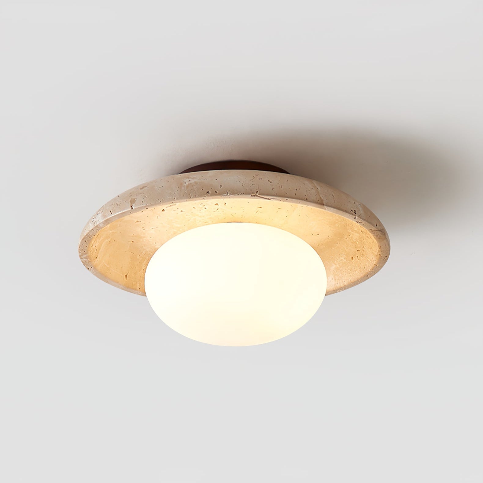 Plafonnier moderne Frits en Travertin jaune et blanc