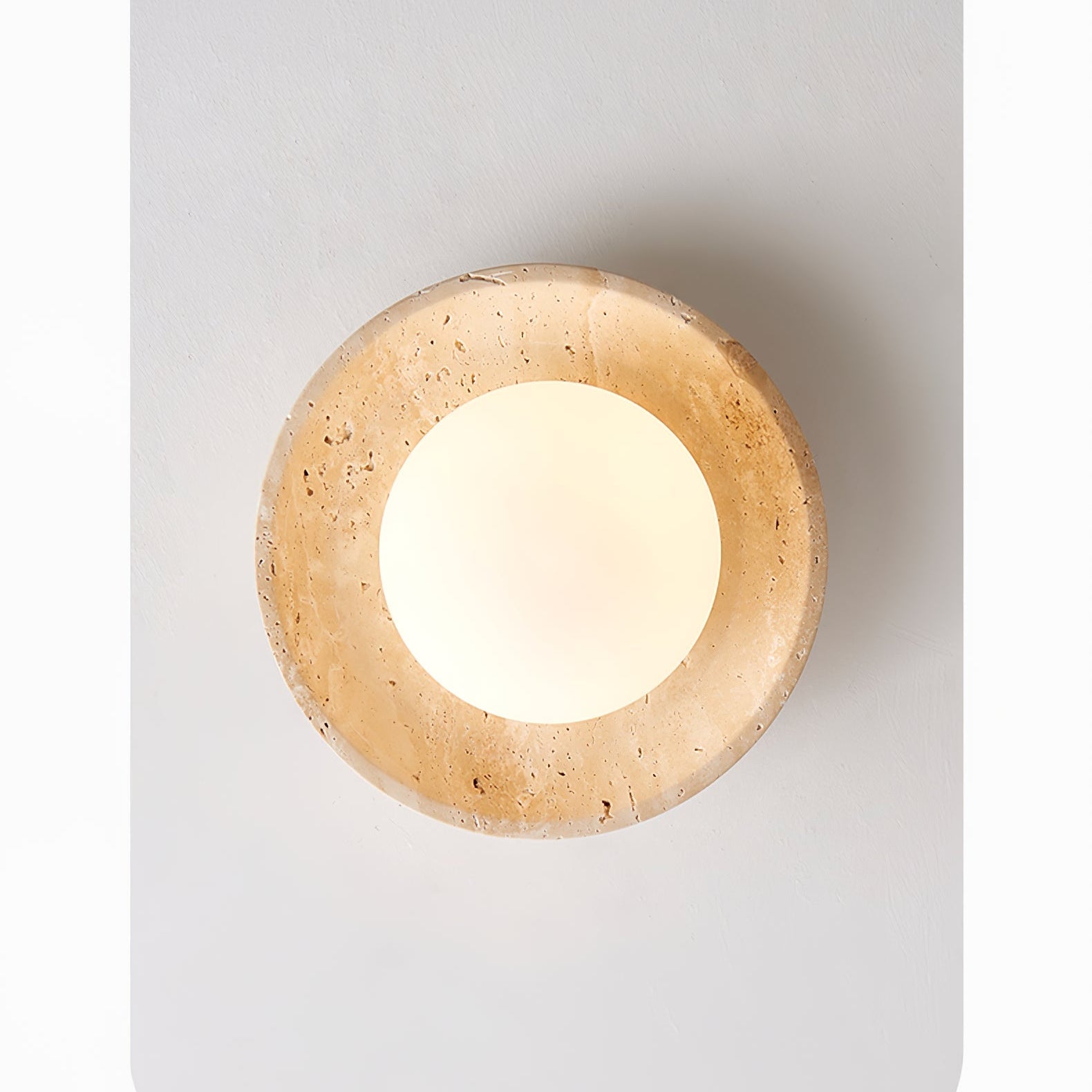 Plafonnier moderne Frits en Travertin jaune et blanc