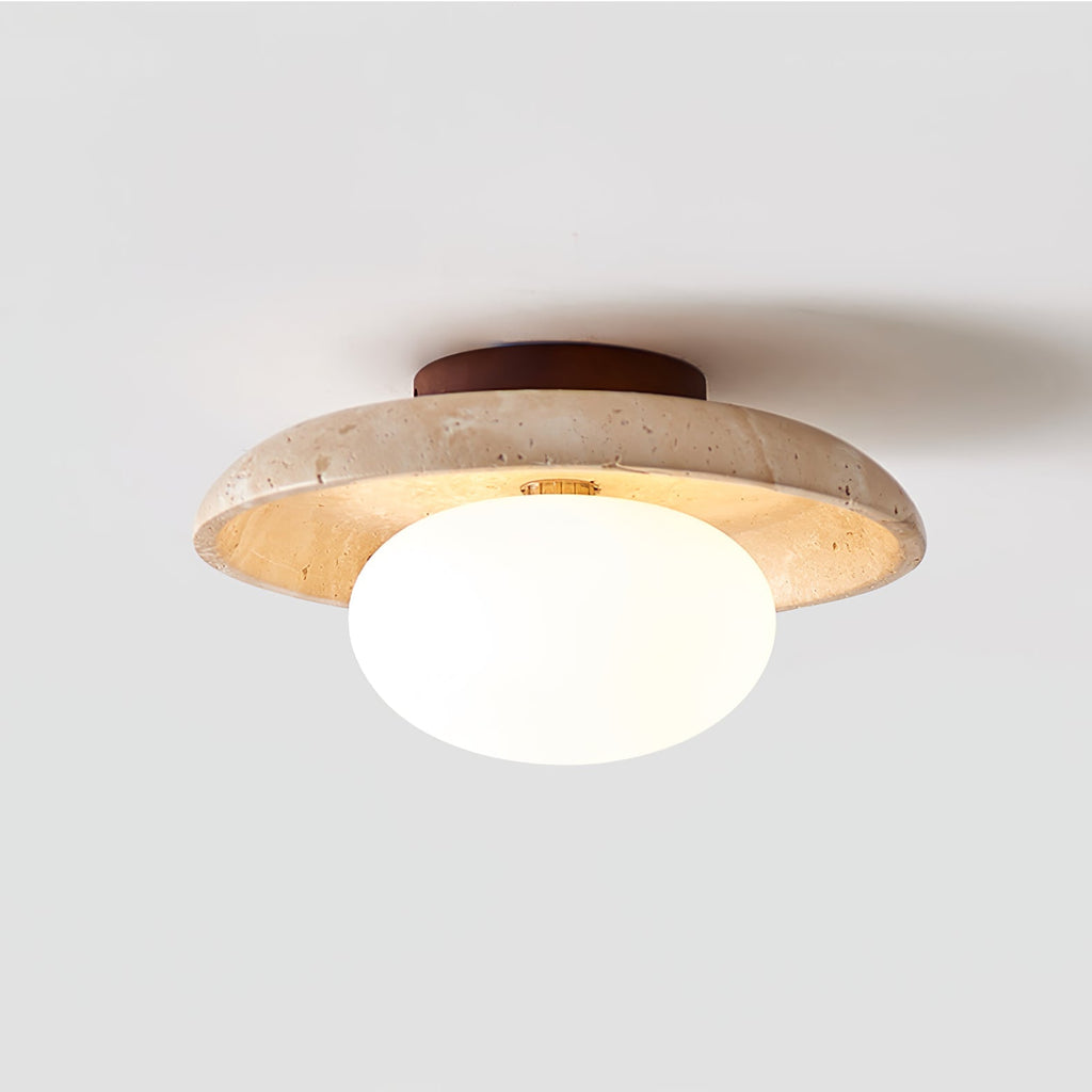 Plafonnier moderne Frits en Travertin jaune et blanc