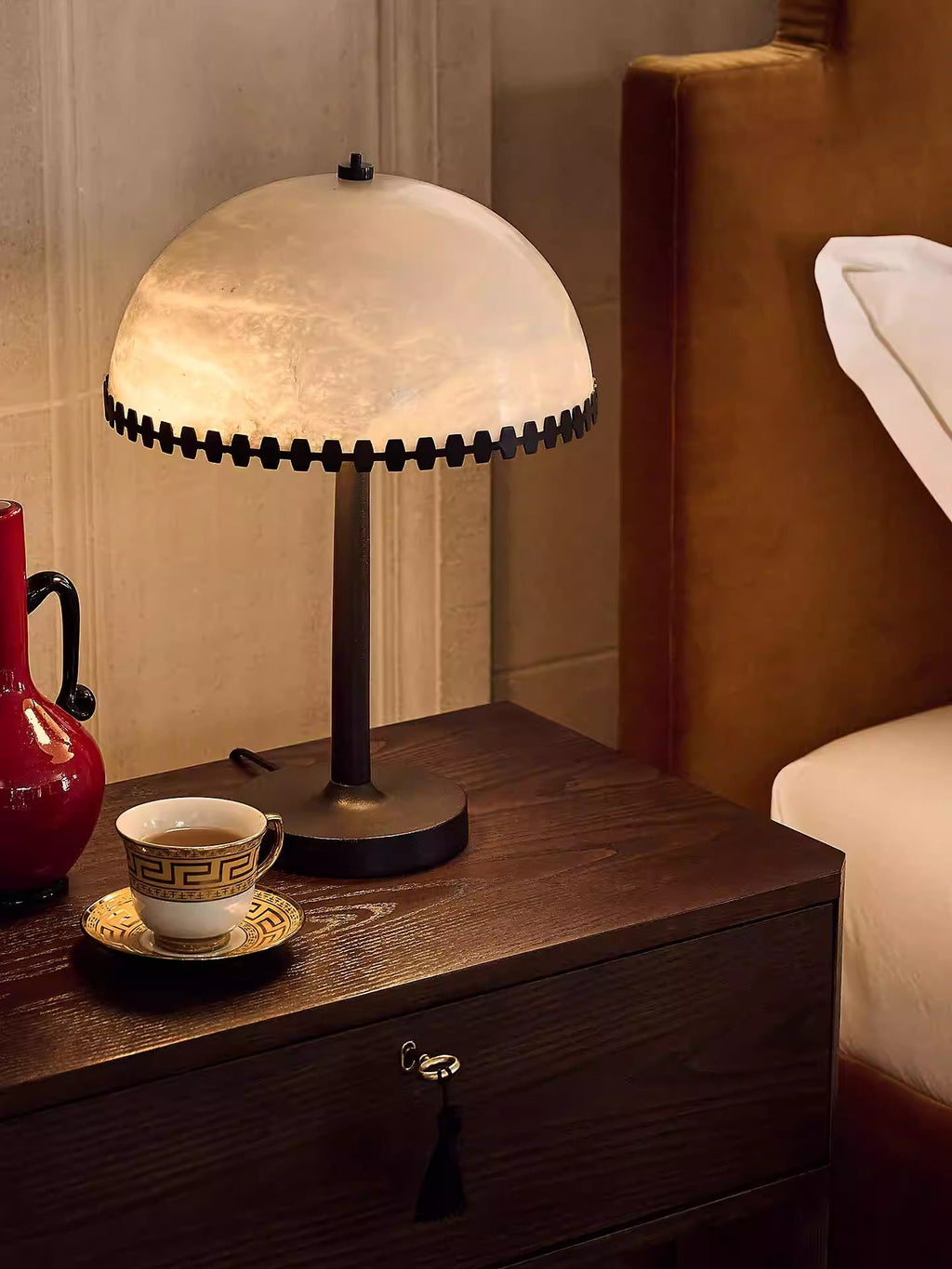Lampe à poser moderne Randal en Albâtre Noir et blanc