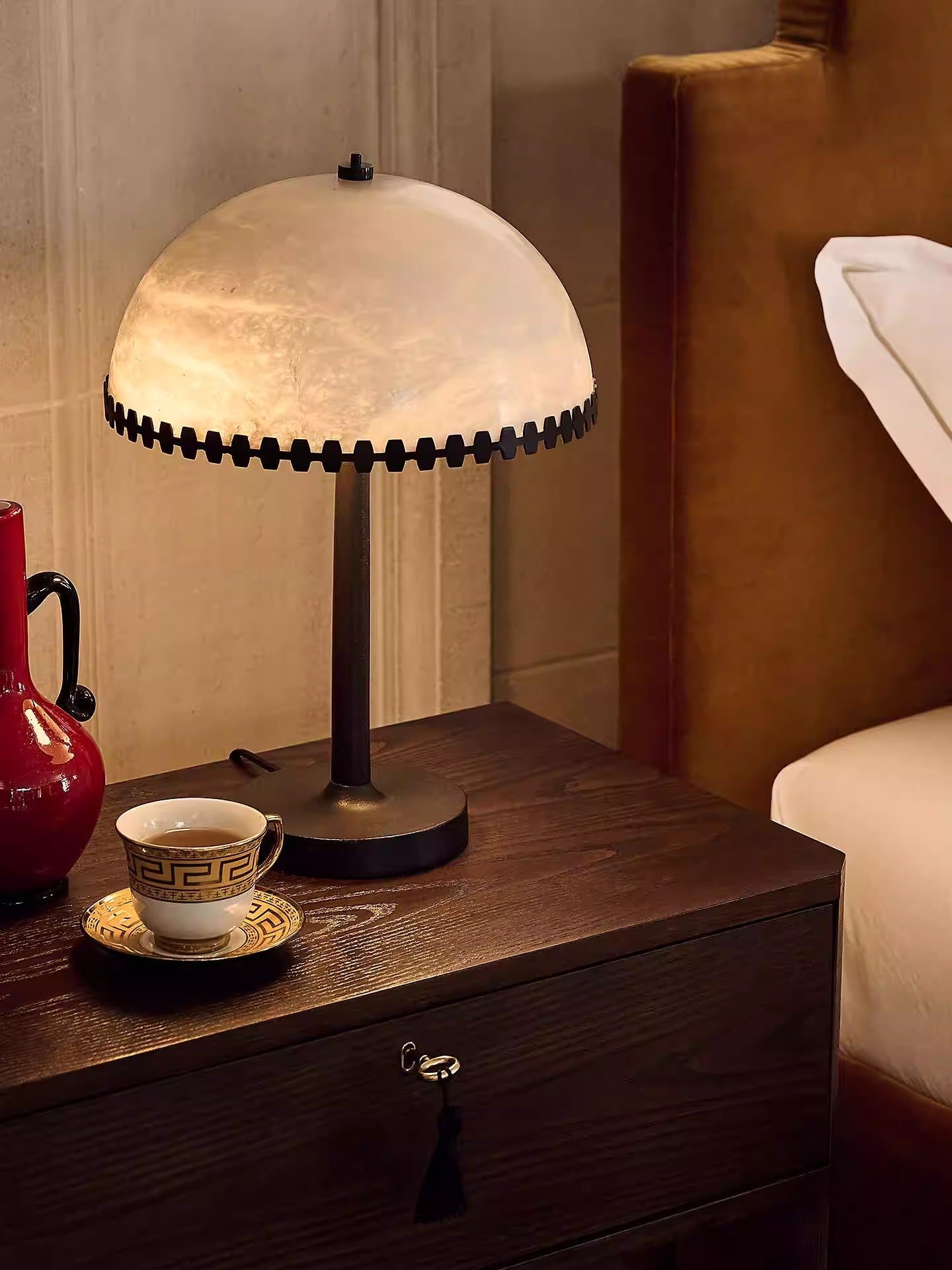 Lampe à poser moderne Randal en Albâtre Noir et blanc