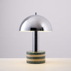 Lampe à poser moderne Agaton en chrome Gris et beige