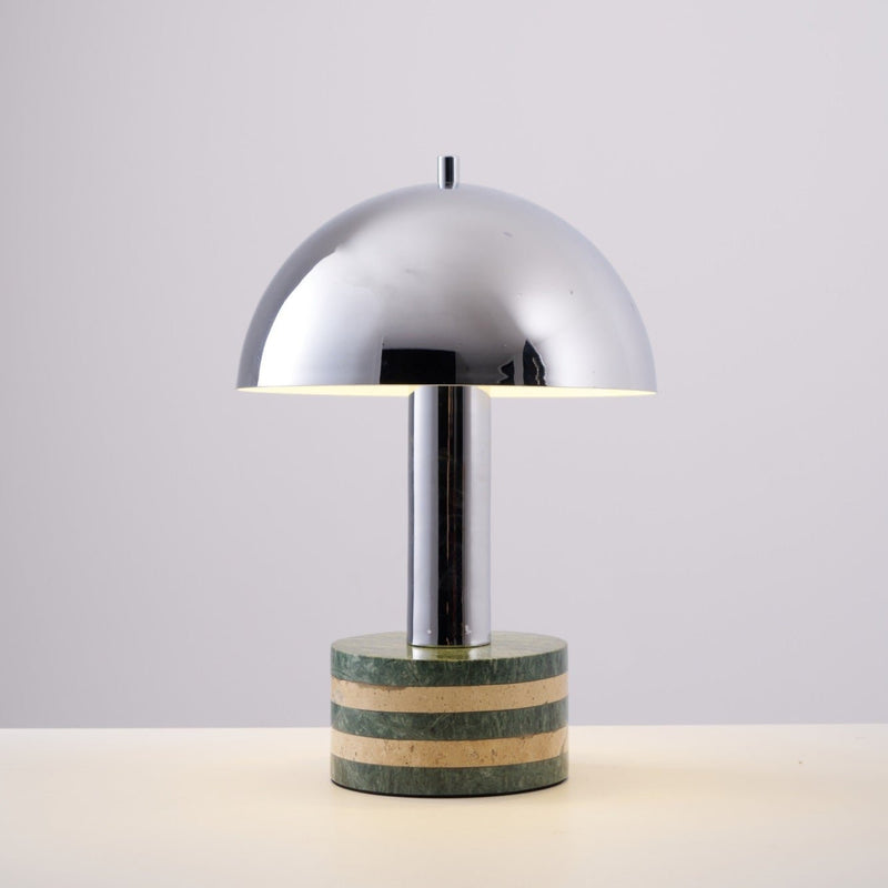 Lampe à poser moderne Agaton en chrome Gris et beige