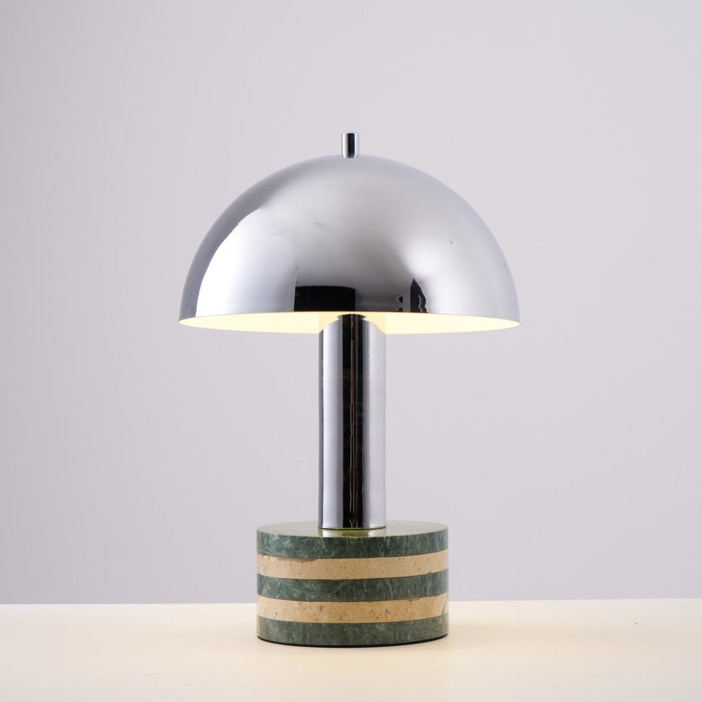 Lampe à poser moderne Agaton en chrome Gris et beige