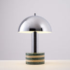 Lampe à poser moderne Agaton en chrome Gris et beige