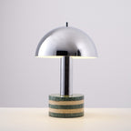 Lampe à poser moderne Agaton en chrome Gris et beige