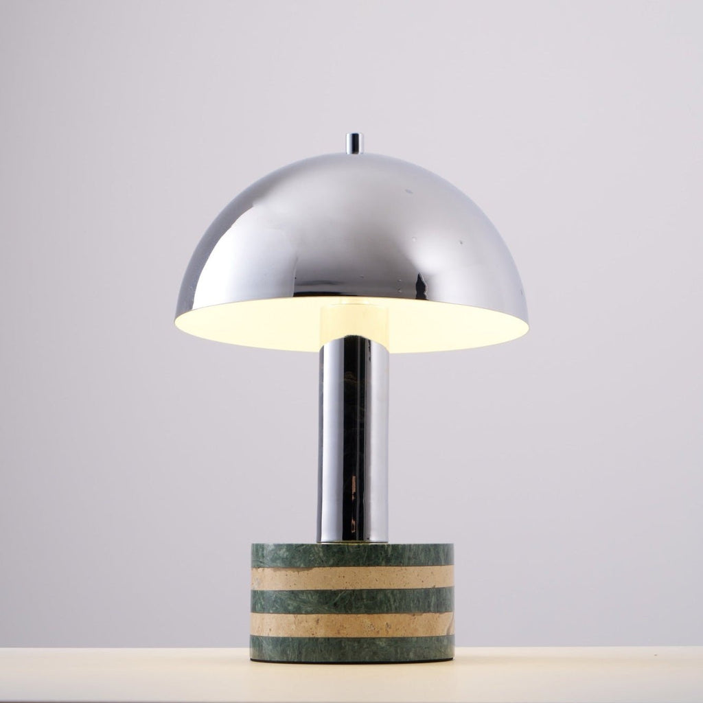 Lampe à poser moderne Agaton en chrome Gris et beige
