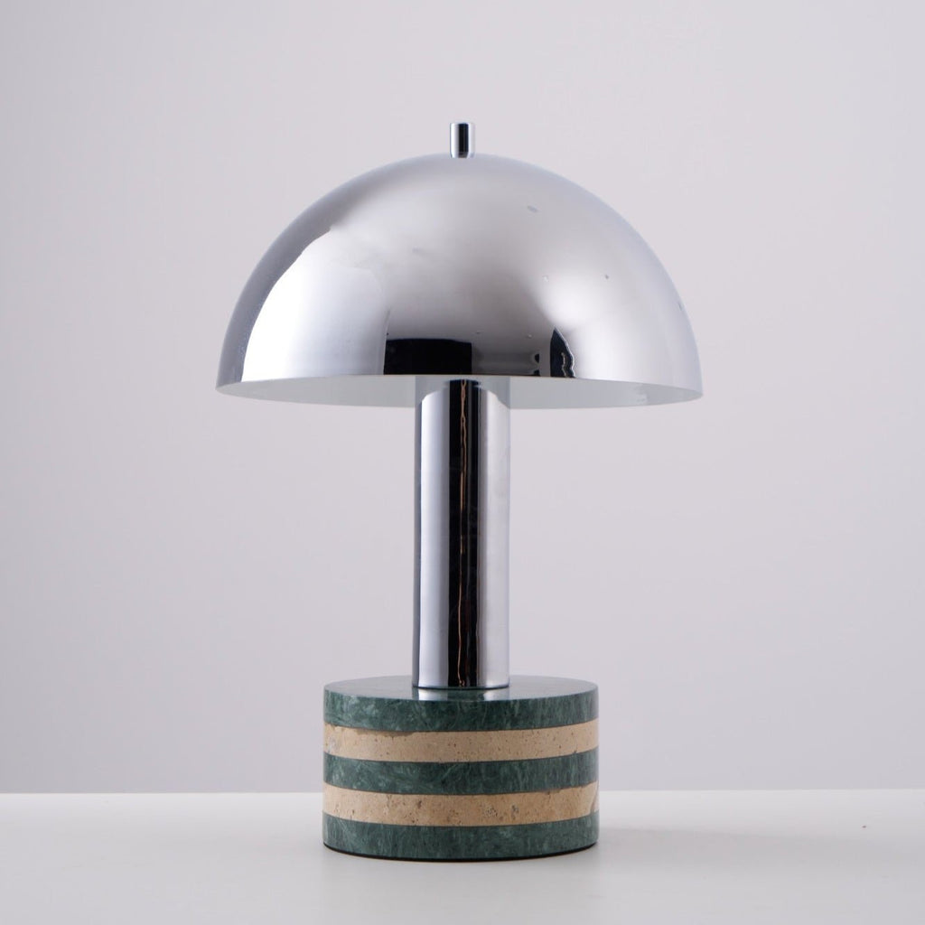 Lampe à poser moderne Agaton en chrome Gris et beige