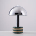 Lampe à poser moderne Agaton en chrome Gris et beige