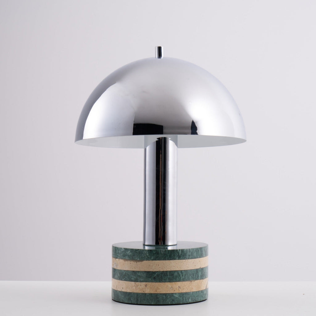 Lampe à poser moderne Agaton en chrome Gris et beige