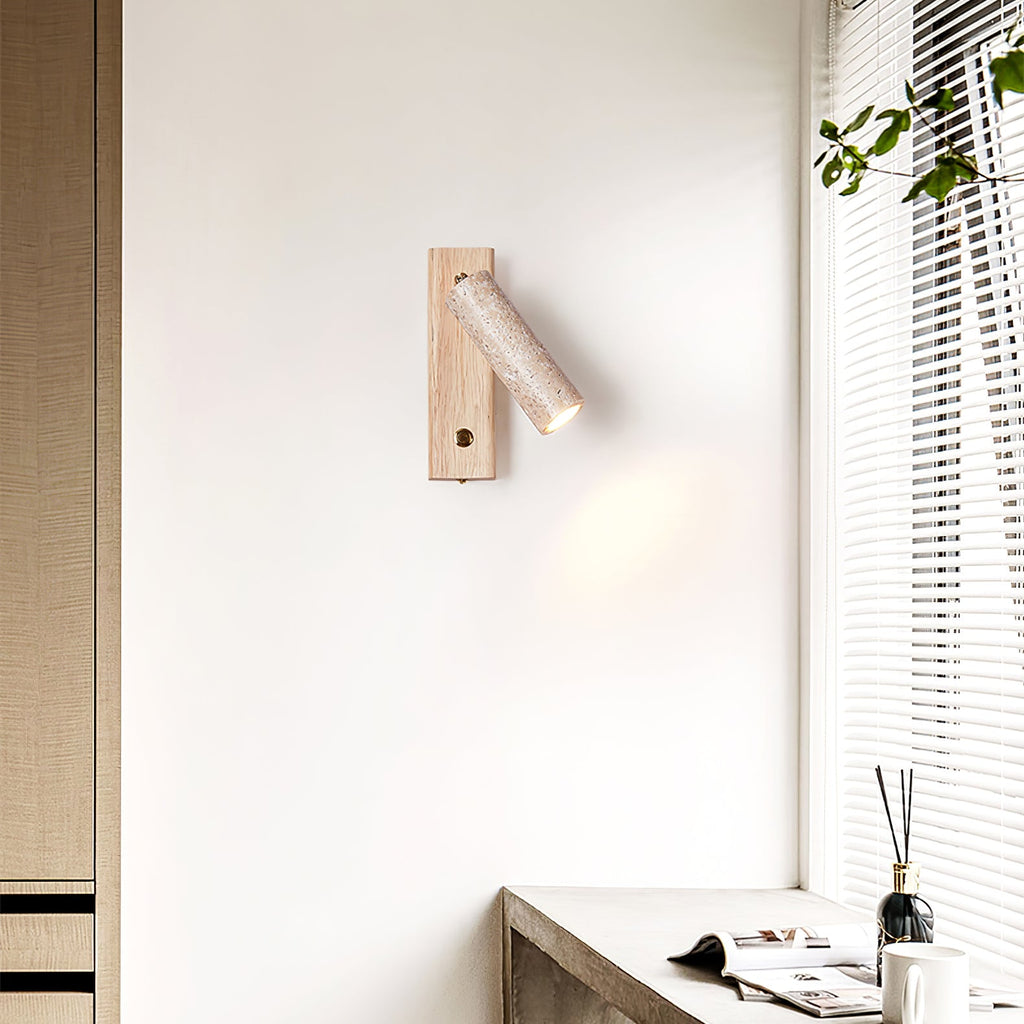 Applique murale moderne Booker en Bois et travertin jaune