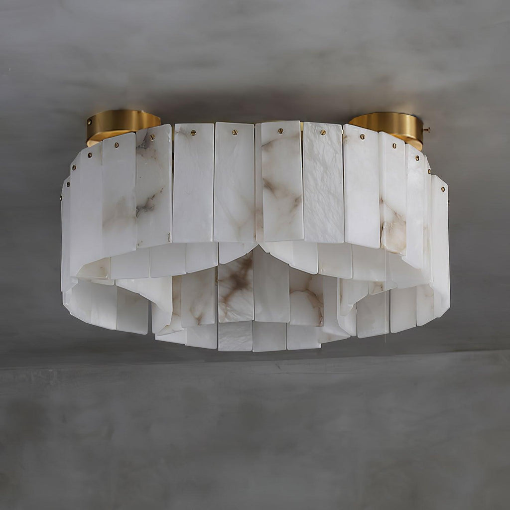 Plafonnier moderne Celyn en Albâtre Laiton et blanc