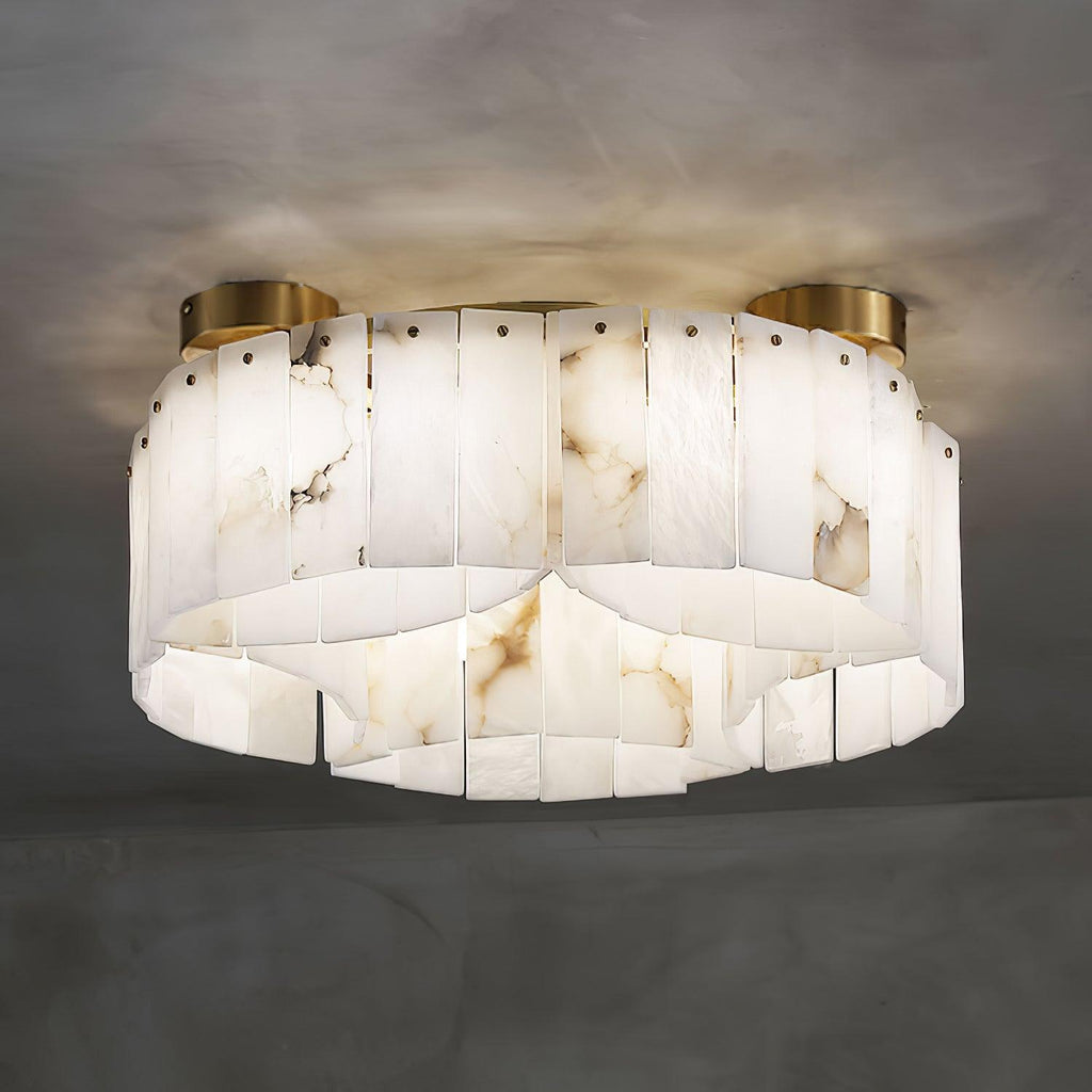 Plafonnier moderne Celyn en Albâtre Laiton et blanc