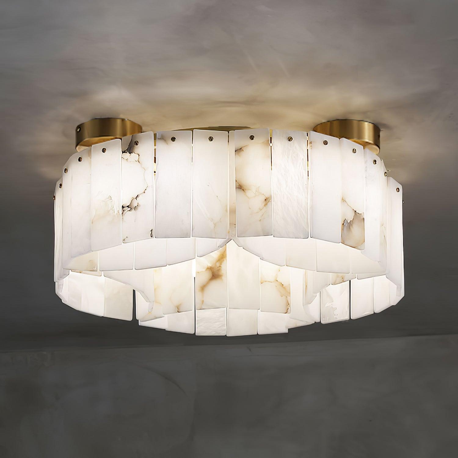 Plafonnier moderne Celyn en Albâtre Laiton et blanc