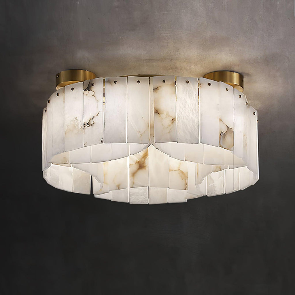 Plafonnier moderne Celyn en Albâtre Laiton et blanc