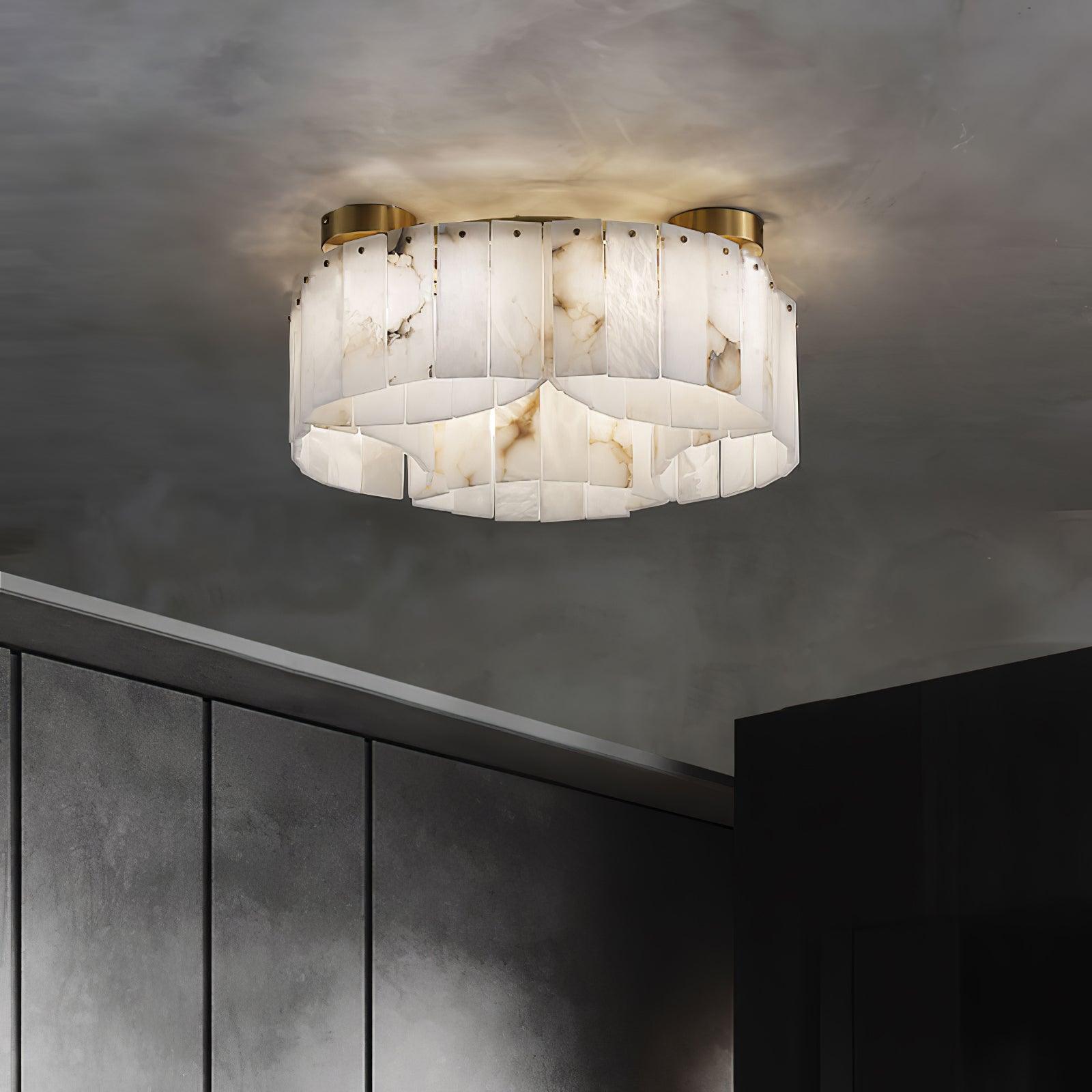 Plafonnier moderne Celyn en Albâtre Laiton et blanc