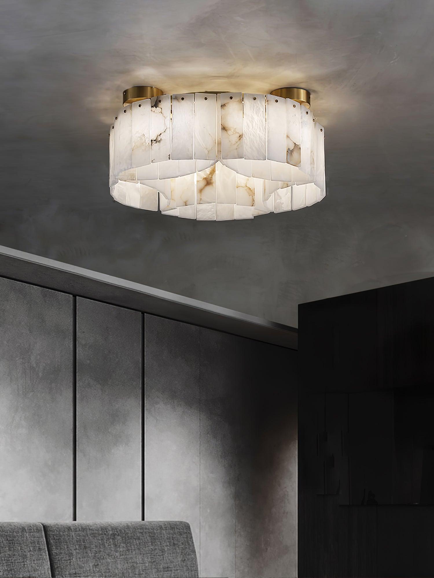 Plafonnier moderne Celyn en Albâtre Laiton et blanc