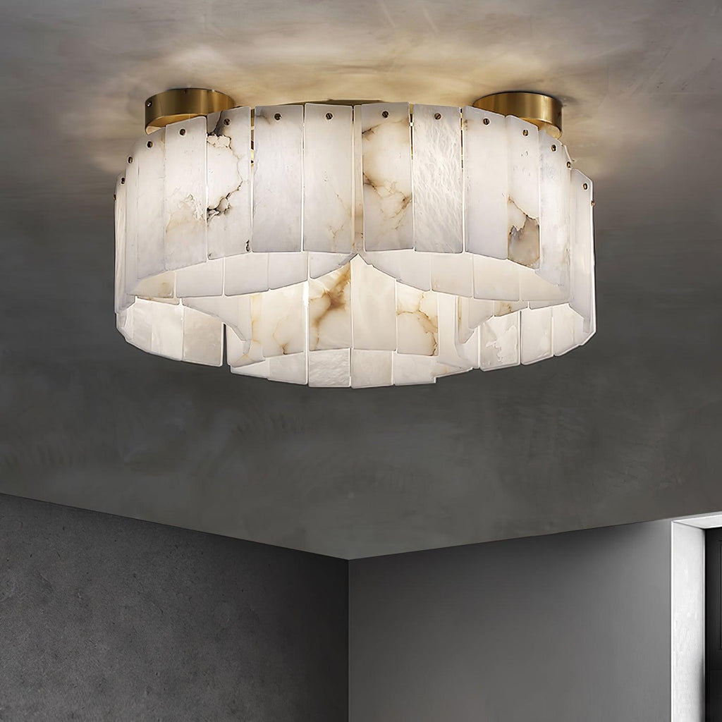 Plafonnier moderne Celyn en Albâtre Laiton et blanc