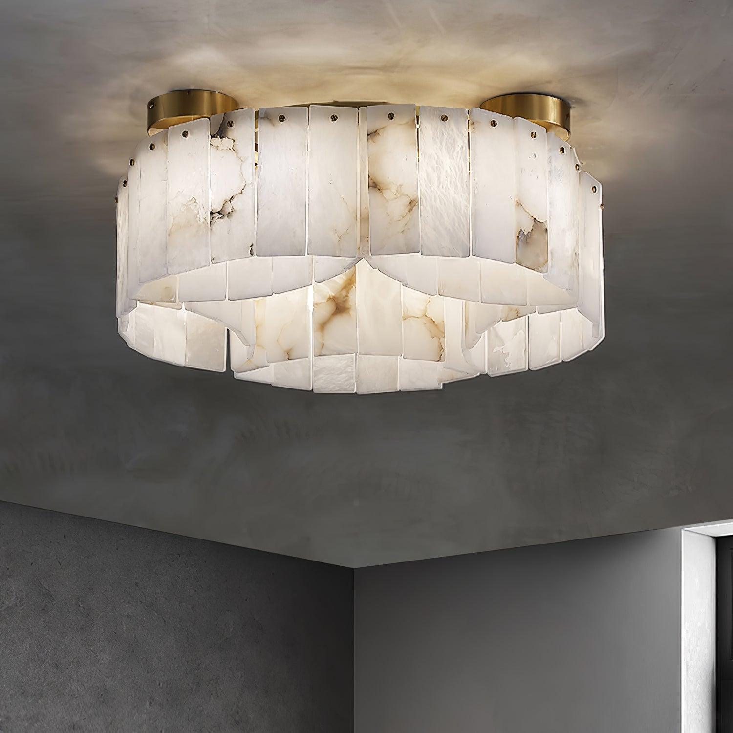 Plafonnier moderne Celyn en Albâtre Laiton et blanc