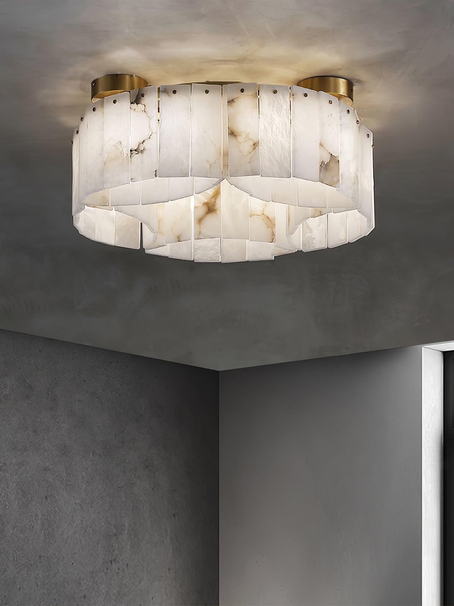 Plafonnier moderne Celyn en Albâtre Laiton et blanc