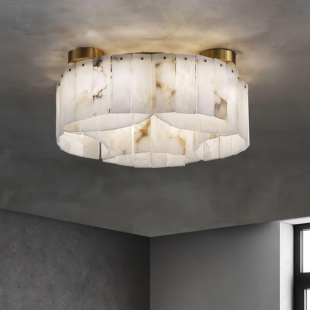 Plafonnier moderne Celyn en Albâtre Laiton et blanc