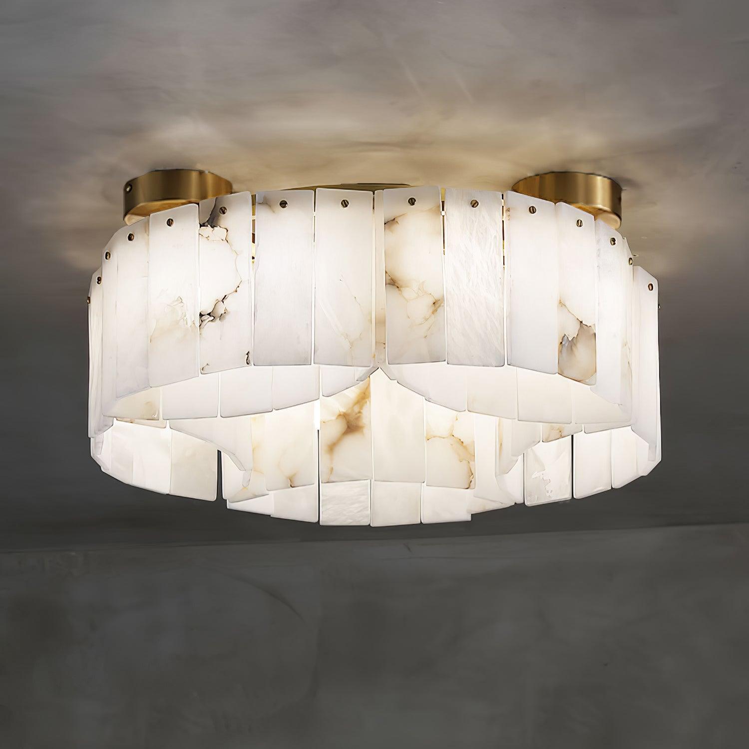 Plafonnier moderne Celyn en Albâtre Laiton et blanc