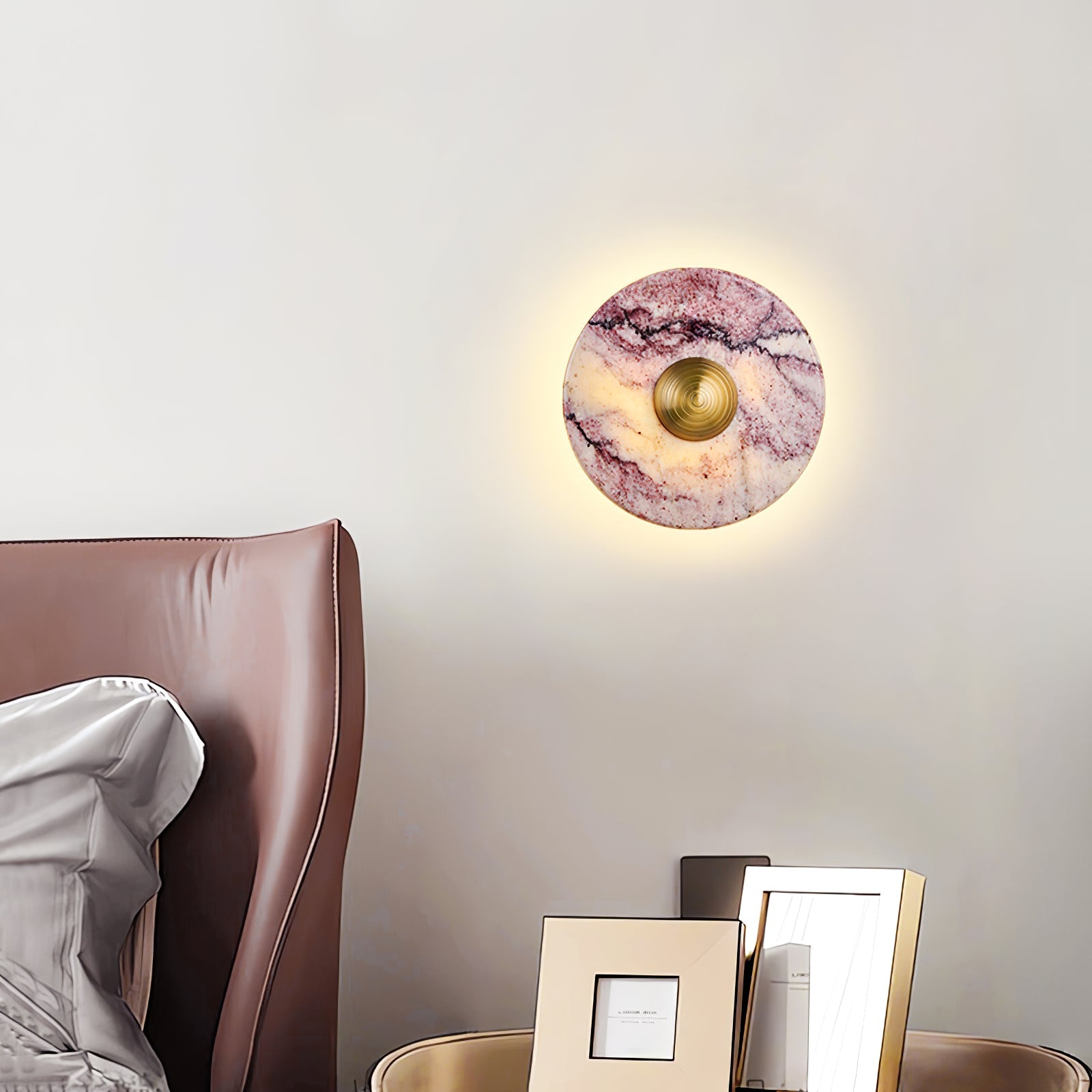 Applique murale moderne Vale en Marbre Chrome et Bulgari violet