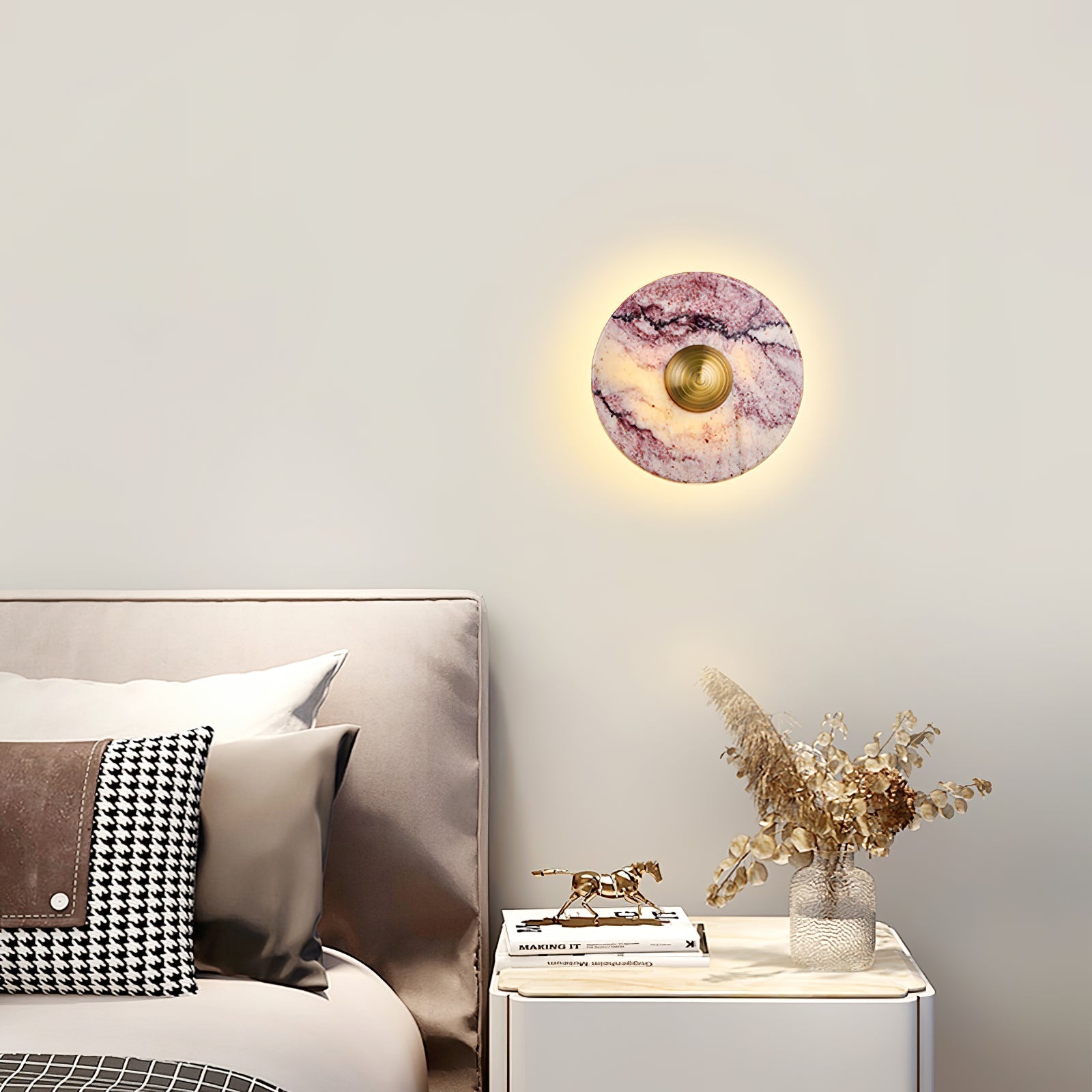 Applique murale moderne Vale en Marbre Doré et Bulgari violet