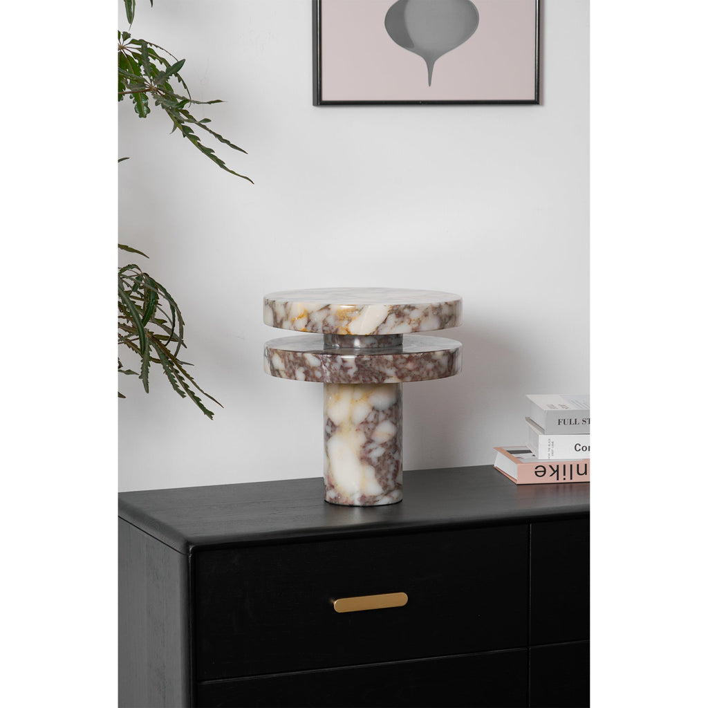 Lampe à poser moderne Vero en Marbre Bvlgari rouge et blanc
