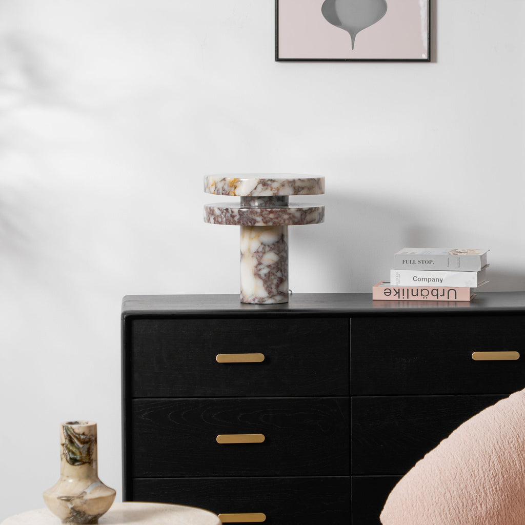 Lampe à poser moderne Vero en Marbre Bvlgari rouge et blanc