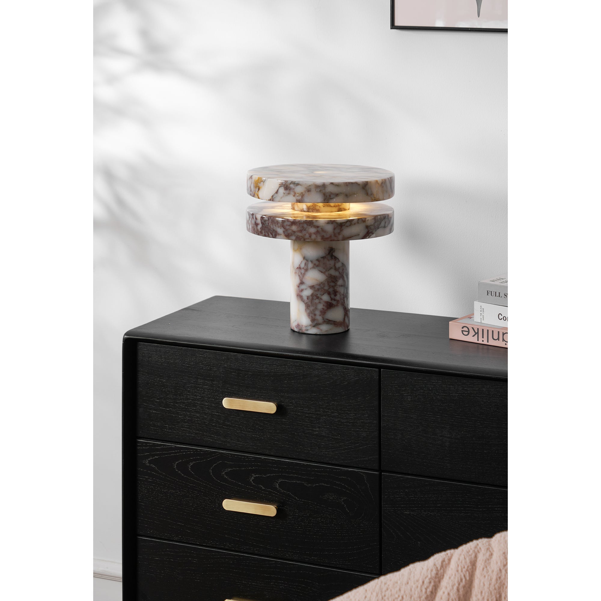 Lampe à poser moderne Vero en Marbre Bvlgari rouge et blanc