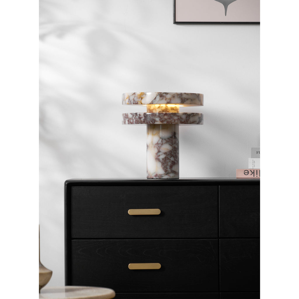 Lampe à poser moderne Vero en Marbre Bvlgari rouge et blanc