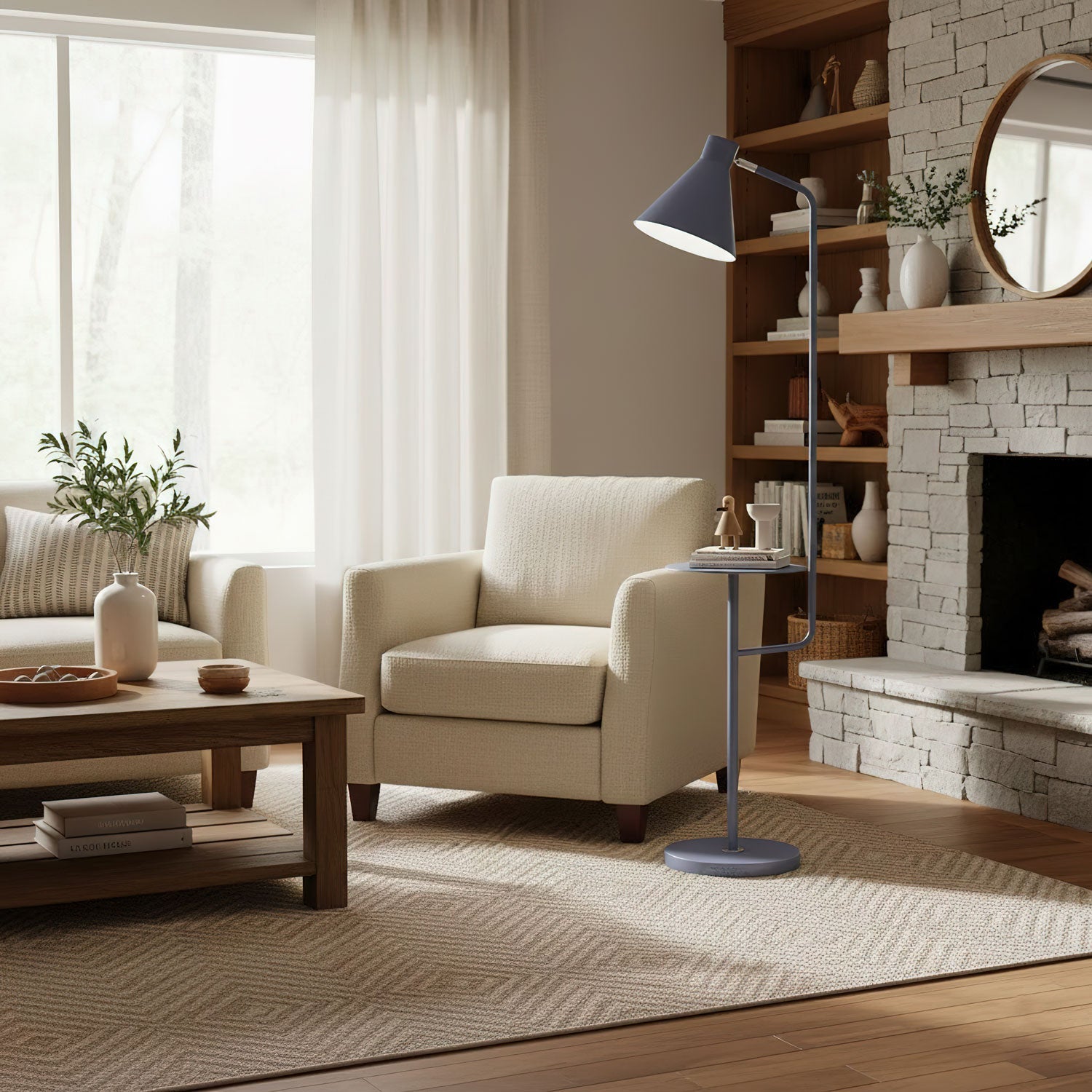 Lampadaire moderne Langston en Marbre Bleu