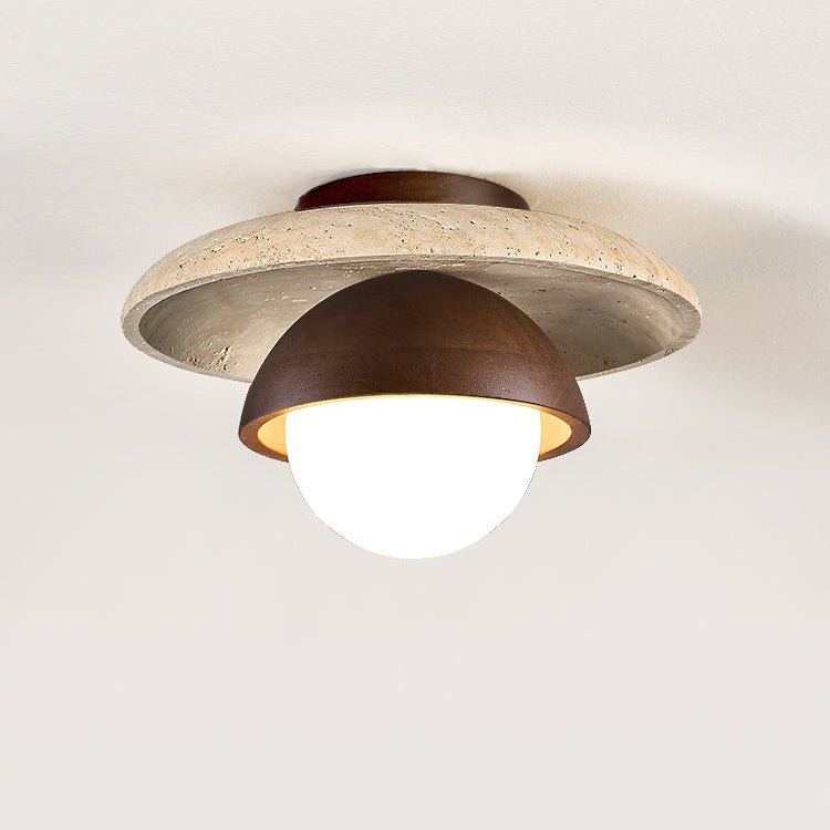Plafonnier moderne Dov en Foncé noyer et noir travertin