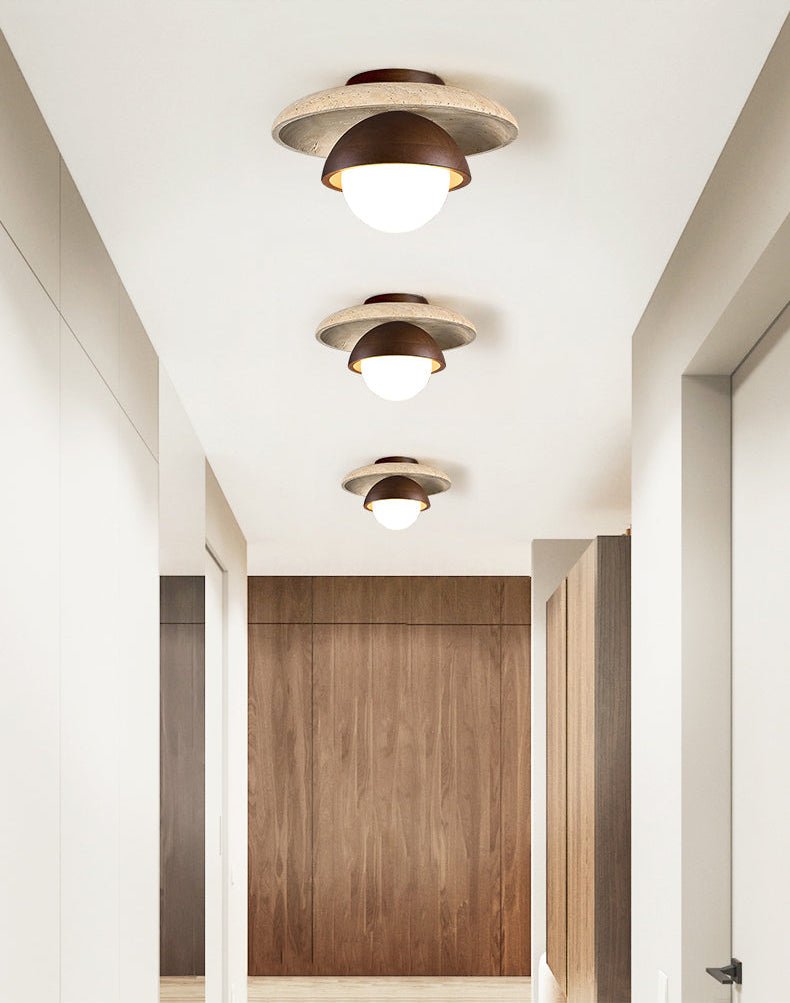 Plafonnier moderne Dov en Foncé noyer et noir travertin
