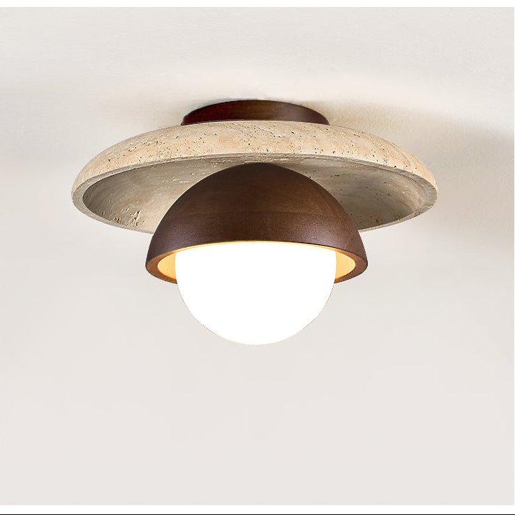 Plafonnier moderne Dov en Foncé noyer et noir travertin