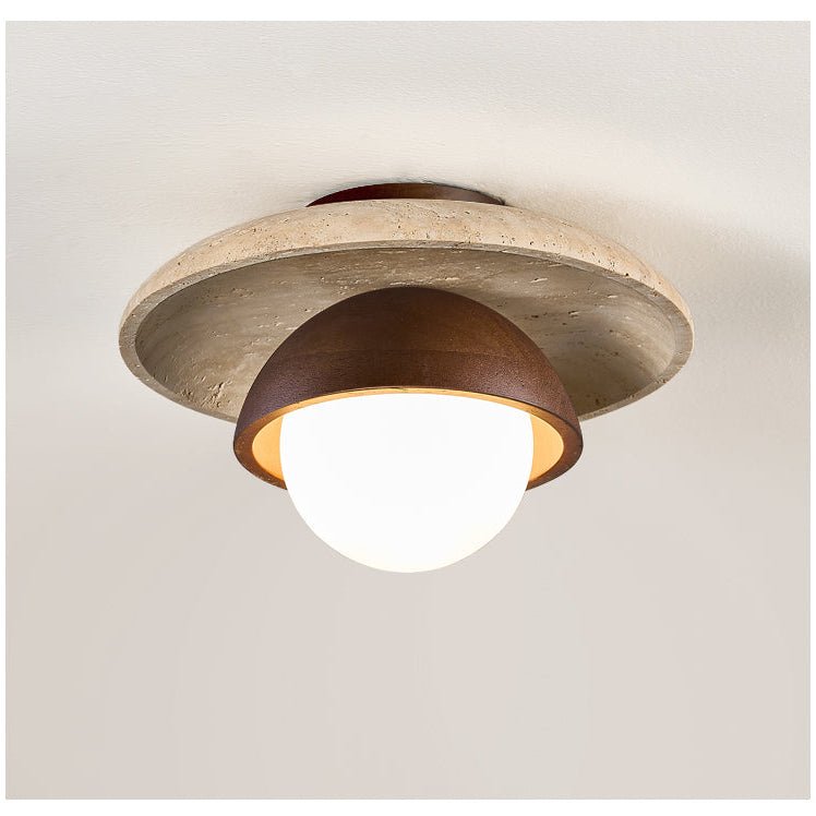 Plafonnier moderne Dov en Foncé noyer et noir travertin