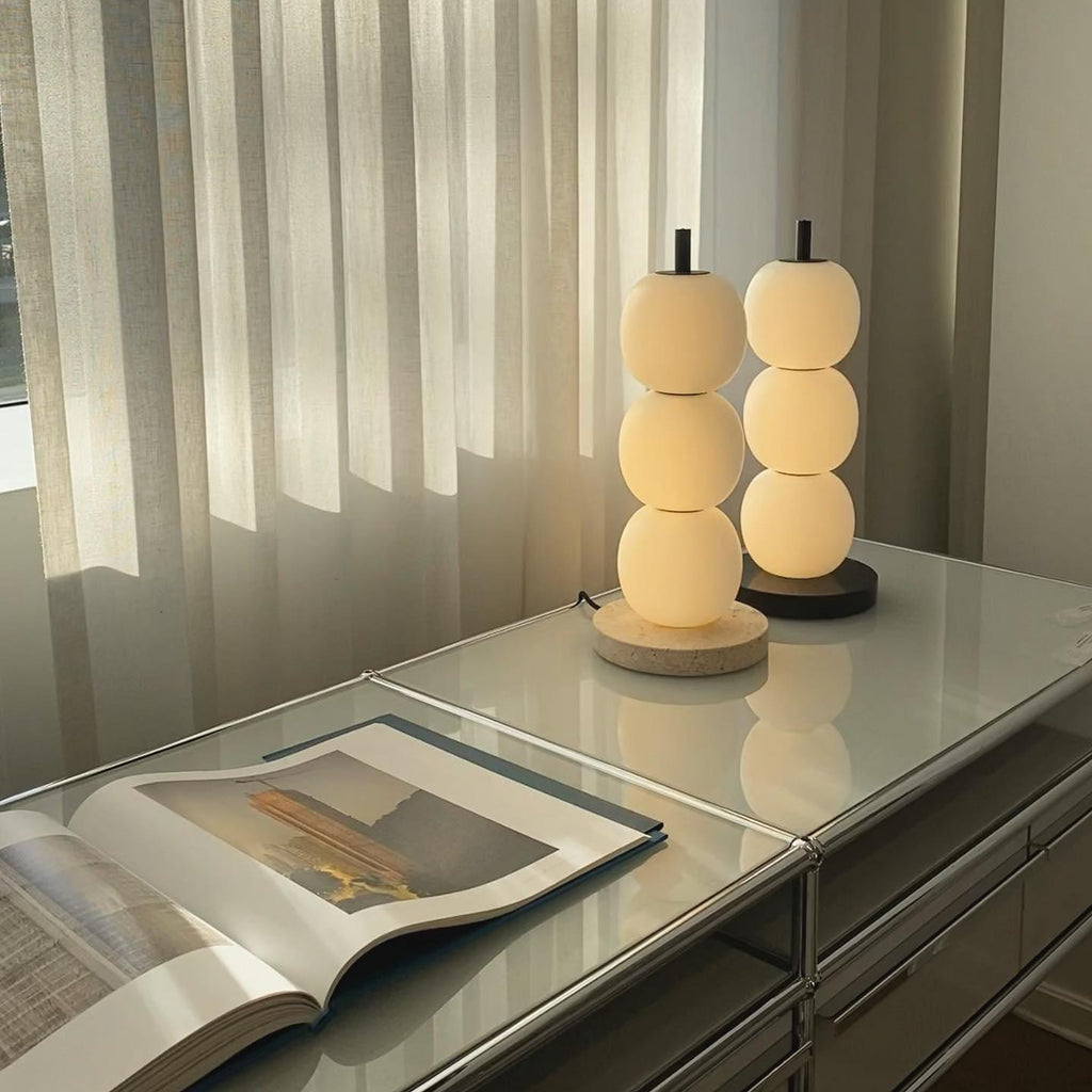 Lampe à poser moderne Rodmar en Noir marbre Blanc